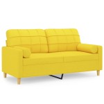 vidaXL Canapea cu 2 locuri cu pernuțe, galben deschis, 140 cm, textil vidaXL Canapea cu 2 locuri cu pernuțe, galben deschis, 140 cm, textil