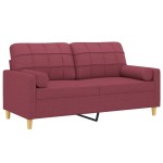 vidaXL Canapea cu 2 locuri cu pernuțe, roșu vin, 140 cm, textil