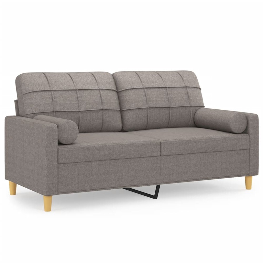 vidaXL Canapea cu 2 locuri cu pernuțe, gri taupe, 140 cm, textil