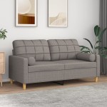 vidaXL Canapea cu 2 locuri cu pernuțe, gri taupe, 140 cm, textil vidaXL Canapea cu 2 locuri cu pernuțe, gri taupe, 140 cm, textil