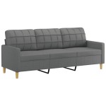 vidaXL Canapea cu 3 locuri cu pernuțe, gri închis, 180 cm, textil