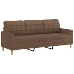 vidaXL Canapea cu 3 locuri cu pernuțe, maro, 180 cm, textil