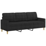 vidaXL Canapea cu 3 locuri cu pernuțe, negru, 180 cm, textil vidaXL Canapea cu 3 locuri cu pernuțe, negru, 180 cm, textil