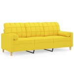 vidaXL Canapea cu 3 locuri cu pernuțe, galben deschis, 180 cm, textil