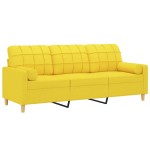 vidaXL Canapea cu 3 locuri cu pernuțe, galben deschis, 180 cm, textil