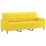 vidaXL Canapea cu 3 locuri cu pernuțe, galben deschis, 180 cm, textil