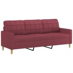 vidaXL Canapea cu 3 locuri cu pernuțe, roșu vin, 180 cm, textil vidaXL Canapea cu 3 locuri cu pernuțe, roșu vin, 180 cm, textil