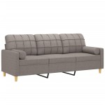 vidaXL Canapea cu 3 locuri cu pernuțe, gri taupe, 180 cm, textil