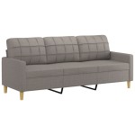 vidaXL Canapea cu 3 locuri cu pernuțe, gri taupe, 180 cm, textil