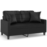 vidaXL Canapea cu 2 locuri cu pernuțe, negru, 120 cm, piele ecologică vidaXL Canapea cu 2 locuri cu pernuțe, negru, 120 cm, piele ecologică