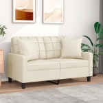 vidaXL Canapea cu 2 locuri cu pernuțe, crem, 120 cm, piele ecologică vidaXL Canapea cu 2 locuri cu pernuțe, crem, 120 cm, piele ecologică