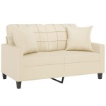vidaXL Canapea cu 2 locuri cu pernuțe, crem, 120 cm, piele ecologică vidaXL Canapea cu 2 locuri cu pernuțe, crem, 120 cm, piele ecologică
