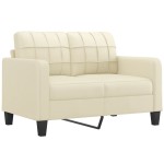 vidaXL Canapea cu 2 locuri cu pernuțe, crem, 120 cm, piele ecologică vidaXL Canapea cu 2 locuri cu pernuțe, crem, 120 cm, piele ecologică
