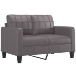 vidaXL Canapea cu 2 locuri cu pernuțe, gri, 120 cm, piele ecologică