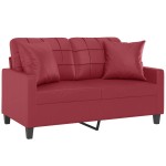 vidaXL Canapea cu 2 locuri cu pernuțe, roșu vin 120 cm piele ecologică vidaXL Canapea cu 2 locuri cu pernuțe, roșu vin 120 cm piele ecologică
