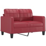 vidaXL Canapea cu 2 locuri cu pernuțe, roșu vin 120 cm piele ecologică vidaXL Canapea cu 2 locuri cu pernuțe, roșu vin 120 cm piele ecologică