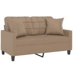 vidaXL Canapea cu 2 locuri cu pernuțe, cappuccino, 120 cm, piele eco. vidaXL Canapea cu 2 locuri cu pernuțe, cappuccino, 120 cm, piele eco.
