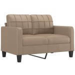 vidaXL Canapea cu 2 locuri cu pernuțe, cappuccino, 120 cm, piele eco. vidaXL Canapea cu 2 locuri cu pernuțe, cappuccino, 120 cm, piele eco.
