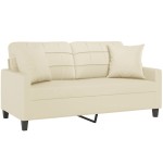 vidaXL Canapea cu 2 locuri cu pernuțe, crem, 140 cm, piele ecologică