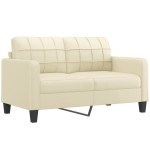 vidaXL Canapea cu 2 locuri cu pernuțe, crem, 140 cm, piele ecologică