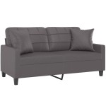 vidaXL Canapea cu 2 locuri cu pernuțe, gri, 140 cm, piele ecologică vidaXL Canapea cu 2 locuri cu pernuțe, gri, 140 cm, piele ecologică