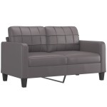 vidaXL Canapea cu 2 locuri cu pernuțe, gri, 140 cm, piele ecologică vidaXL Canapea cu 2 locuri cu pernuțe, gri, 140 cm, piele ecologică