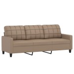 vidaXL Canapea cu 3 locuri cu pernuțe, cappuccino, 180 cm, piele eco.