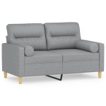 vidaXL Canapea cu 2 locuri cu pernuțe, gri deschis, 120 cm, textil vidaXL Canapea cu 2 locuri cu pernuțe, gri deschis, 120 cm, textil