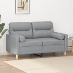 vidaXL Canapea cu 2 locuri cu pernuțe, gri deschis, 120 cm, textil vidaXL Canapea cu 2 locuri cu pernuțe, gri deschis, 120 cm, textil