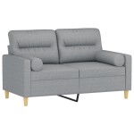 vidaXL Canapea cu 2 locuri cu pernuțe, gri deschis, 120 cm, textil vidaXL Canapea cu 2 locuri cu pernuțe, gri deschis, 120 cm, textil