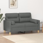vidaXL Canapea cu 2 locuri cu pernuțe, gri închis, 120 cm, textil vidaXL Canapea cu 2 locuri cu pernuțe, gri închis, 120 cm, textil
