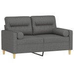 vidaXL Canapea cu 2 locuri cu pernuțe, gri închis, 120 cm, textil vidaXL Canapea cu 2 locuri cu pernuțe, gri închis, 120 cm, textil