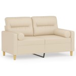 vidaXL Canapea cu 2 locuri cu pernuțe, crem, 120 cm, textil