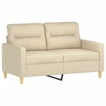 vidaXL Canapea cu 2 locuri cu pernuțe, crem, 120 cm, textil