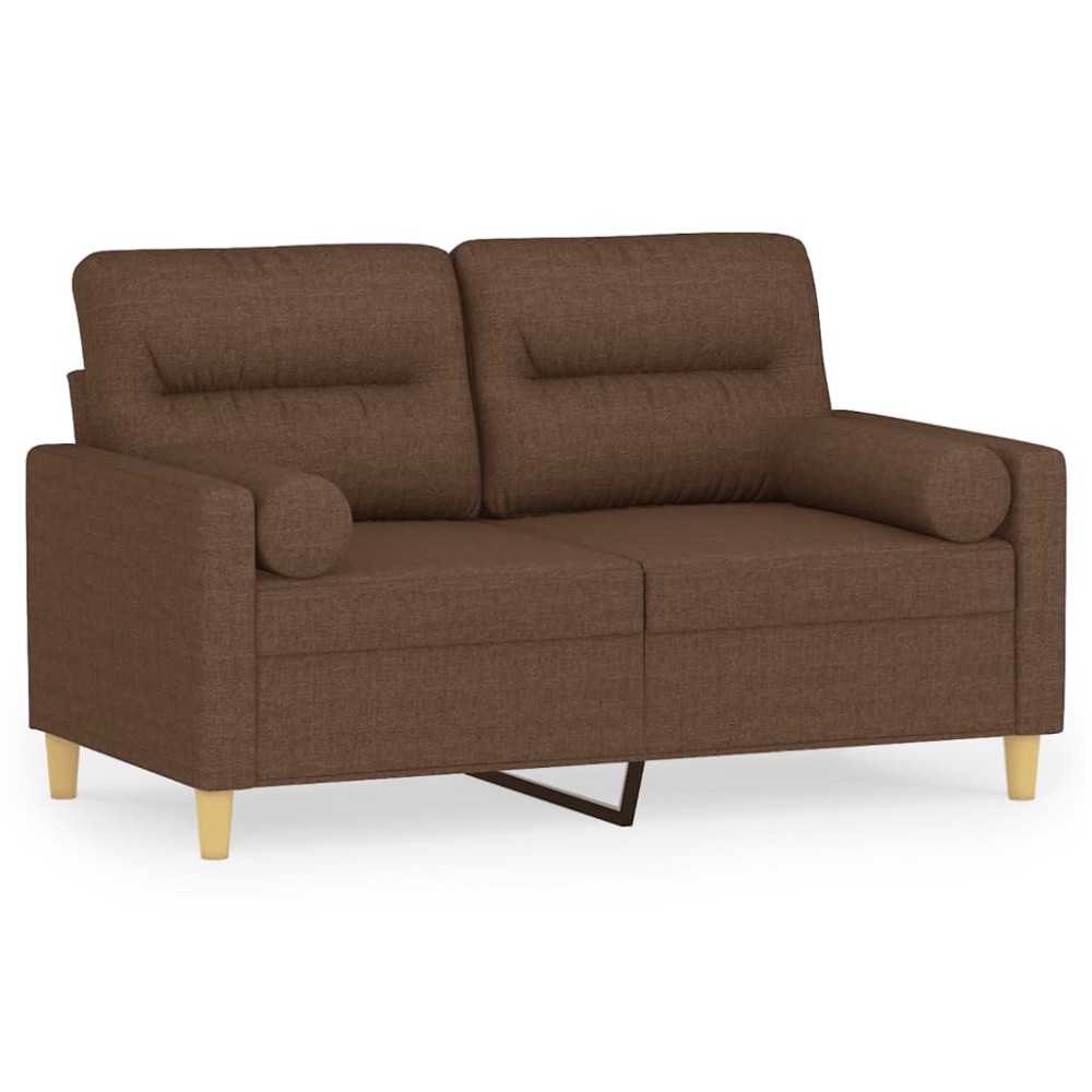 vidaXL Canapea cu 2 locuri cu pernuțe, maro, 120 cm, textil
