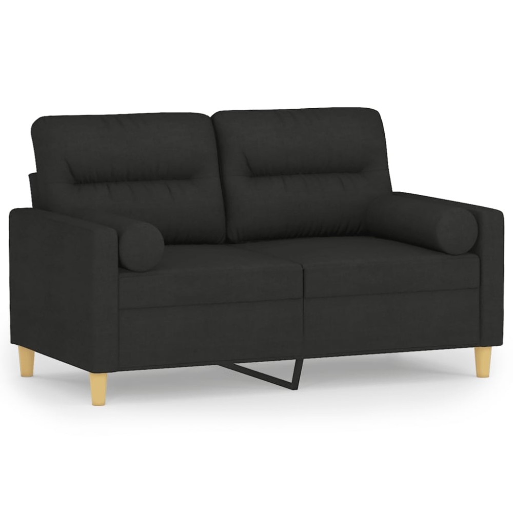 vidaXL Canapea cu 2 locuri cu pernuțe, negru, 120 cm, textil