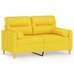 vidaXL Canapea cu 2 locuri cu pernuțe, galben deschis, 120 cm, textil vidaXL Canapea cu 2 locuri cu pernuțe, galben deschis, 120 cm, textil