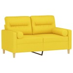 vidaXL Canapea cu 2 locuri cu pernuțe, galben deschis, 120 cm, textil vidaXL Canapea cu 2 locuri cu pernuțe, galben deschis, 120 cm, textil