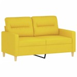 vidaXL Canapea cu 2 locuri cu pernuțe, galben deschis, 120 cm, textil vidaXL Canapea cu 2 locuri cu pernuțe, galben deschis, 120 cm, textil