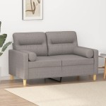 vidaXL Canapea cu 2 locuri cu pernuțe, gri taupe, 120 cm, textil vidaXL Canapea cu 2 locuri cu pernuțe, gri taupe, 120 cm, textil