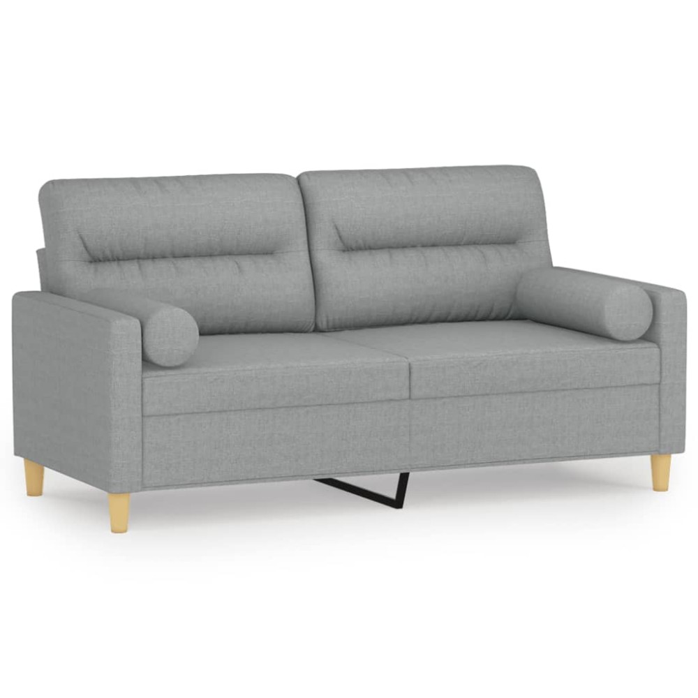 vidaXL Canapea cu 2 locuri cu pernuțe, gri deschis, 140 cm, textil