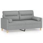 vidaXL Canapea cu 2 locuri cu pernuțe, gri deschis, 140 cm, textil vidaXL Canapea cu 2 locuri cu pernuțe, gri deschis, 140 cm, textil