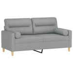 vidaXL Canapea cu 2 locuri cu pernuțe, gri deschis, 140 cm, textil vidaXL Canapea cu 2 locuri cu pernuțe, gri deschis, 140 cm, textil