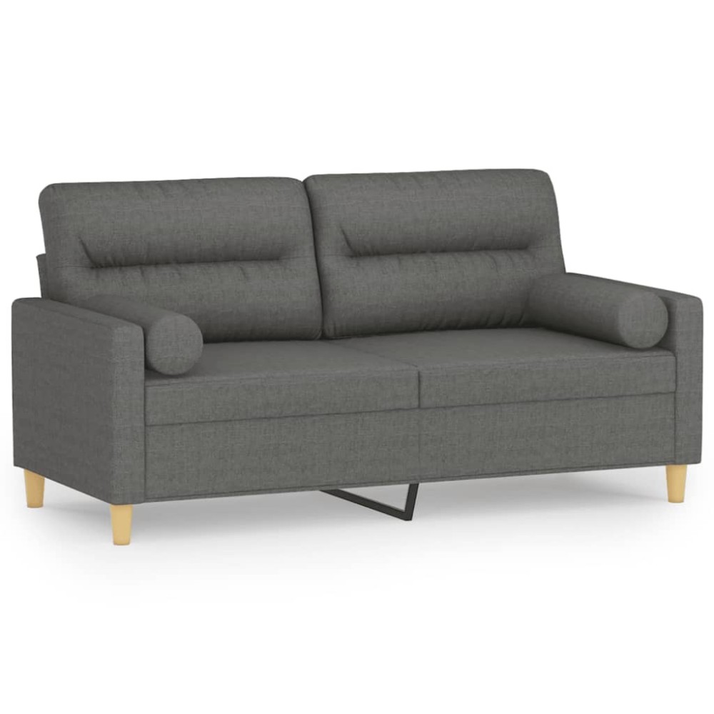 vidaXL Canapea cu 2 locuri cu pernuțe, gri închis, 140 cm, textil