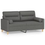 vidaXL Canapea cu 2 locuri cu pernuțe, gri închis, 140 cm, textil vidaXL Canapea cu 2 locuri cu pernuțe, gri închis, 140 cm, textil