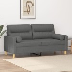 vidaXL Canapea cu 2 locuri cu pernuțe, gri închis, 140 cm, textil vidaXL Canapea cu 2 locuri cu pernuțe, gri închis, 140 cm, textil