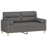 vidaXL Canapea cu 2 locuri cu pernuțe, gri închis, 140 cm, textil vidaXL Canapea cu 2 locuri cu pernuțe, gri închis, 140 cm, textil
