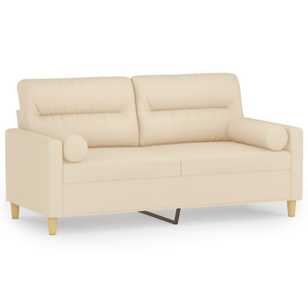 vidaXL Canapea cu 2 locuri cu pernuțe, crem, 140 cm, textil