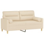 vidaXL Canapea cu 2 locuri cu pernuțe, crem, 140 cm, textil vidaXL Canapea cu 2 locuri cu pernuțe, crem, 140 cm, textil