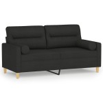 vidaXL Canapea cu 2 locuri cu pernuțe, negru, 140 cm, textil vidaXL Canapea cu 2 locuri cu pernuțe, negru, 140 cm, textil